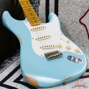 Fender Custom Shop 1957 Stratocaster Hand-Wound Pickups Maple Neck Relic Faded Aged Daphne Blue - Image 8