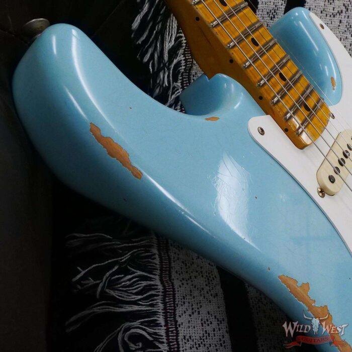 Fender Custom Shop 1957 Stratocaster Hand-Wound Pickups Maple Neck Relic Faded Aged Daphne Blue - Image 9