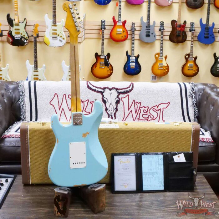 Fender Custom Shop 1957 Stratocaster Hand-Wound Pickups Maple Neck Relic Faded Aged Daphne Blue - Image 10