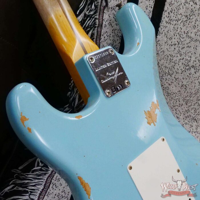 Fender Custom Shop 1957 Stratocaster Hand-Wound Pickups Maple Neck Relic Faded Aged Daphne Blue - Image 13