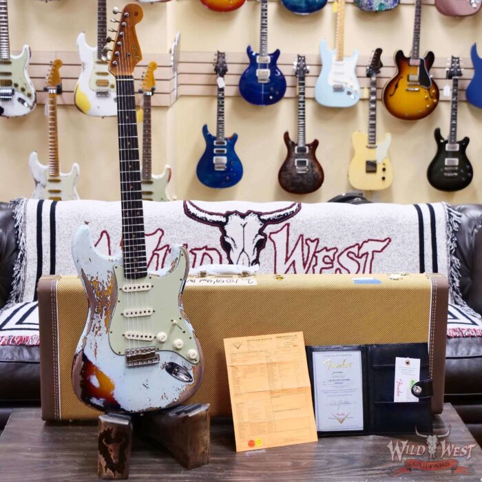Fender Custom Shop Limited Edition 1959 Stratocaster Super Heavy Relic Sonic Blue over 3 Tone Sunburst 7.90 LBS - Image 6