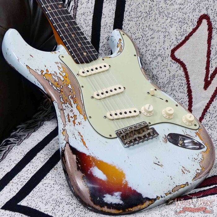 Fender Custom Shop Limited Edition 1959 Stratocaster Super Heavy Relic Sonic Blue over 3 Tone Sunburst 7.90 LBS - Image 8