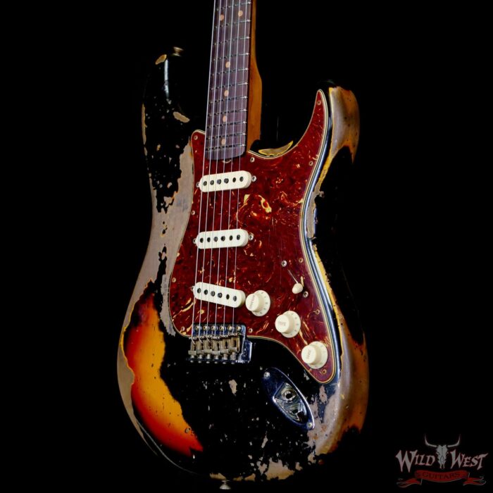 Fender Custom Shop LTD Roasted 1961 Stratocaster Super Heavy Relic Black over 3 Tone Sunburst 7.70 LBS - Image 2