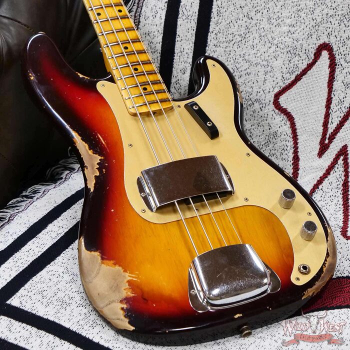 Fender Custom Shop Limited Edition 1958 P-Jazz Bass Precision Bass Body with Jazz Bass Neck Heavy Relic 3 Tone Sunburst 8.50 lbs - Image 8