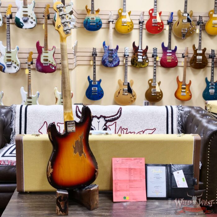 Fender Custom Shop Limited Edition 1958 P-Jazz Bass Precision Bass Body with Jazz Bass Neck Heavy Relic 3 Tone Sunburst 8.50 lbs - Image 10