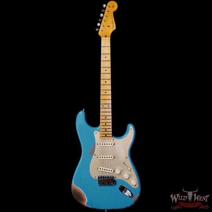 Fender Custom Shop Limited Edition 1958 Stratocaster AA Flame Maple Neck Heavy Relic Super Faded Aged Taos Turquoise 7.75 lbs - Image 3