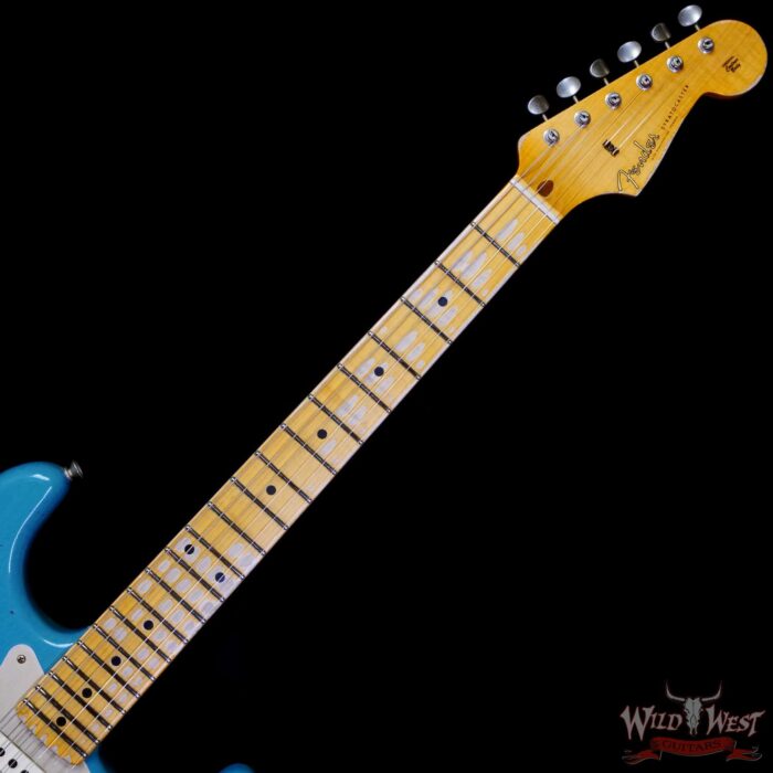 Fender Custom Shop Limited Edition 1958 Stratocaster AA Flame Maple Neck Heavy Relic Super Faded Aged Taos Turquoise 7.75 lbs - Image 4