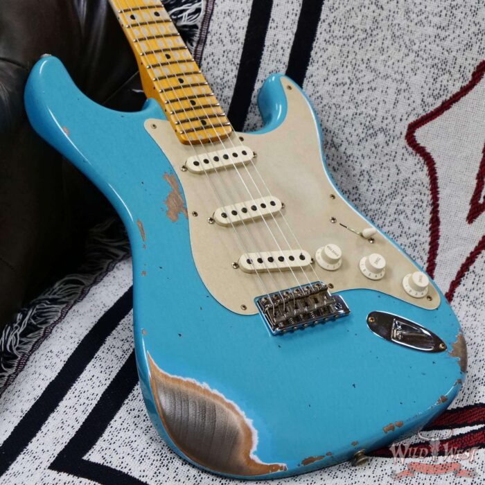 Fender Custom Shop Limited Edition 1958 Stratocaster AA Flame Maple Neck Heavy Relic Super Faded Aged Taos Turquoise 7.75 lbs - Image 8