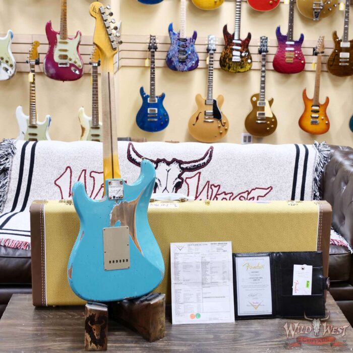 Fender Custom Shop Limited Edition 1958 Stratocaster AA Flame Maple Neck Heavy Relic Super Faded Aged Taos Turquoise 7.75 lbs - Image 11