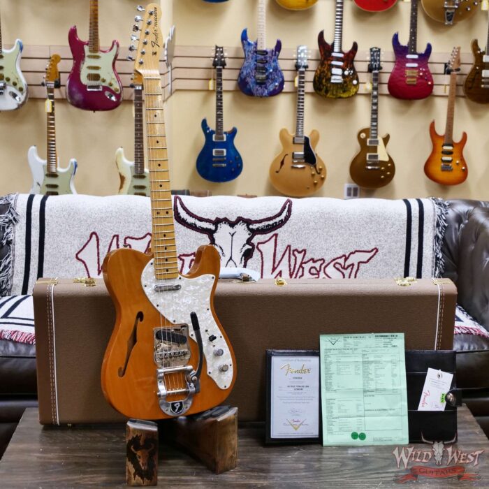 Fender Custom Shop 1968 Thinline Telecaster with Bigsby 1-Piece Kalamazoo Mahogany Body Journeyman Relic Aged Natural 6.95 lbs - Image 6