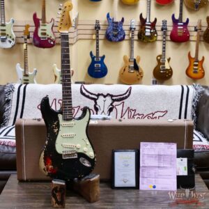 Fender Custom Shop 1960 Stratocaster Heavy Relic Aged Black over 3 Tone Sunburst 7.65 lbs - Image 6