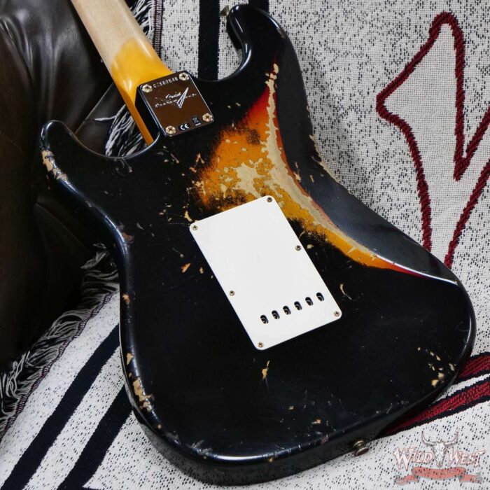 Fender Custom Shop 1960 Stratocaster Heavy Relic Aged Black over 3 Tone Sunburst 7.65 lbs - Image 12