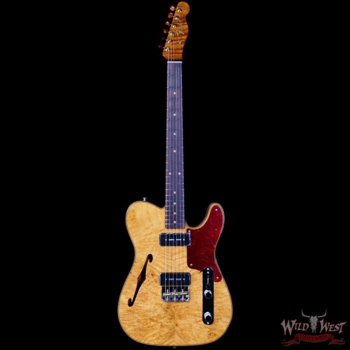 Fender Custom Shop Artisan Dual P90 Thinline Telecaster 1-Piece Kalamazoo Mahogany Body AAAA Maple Burl Top NOS Aged Natural 7.55 lbs - Image 3