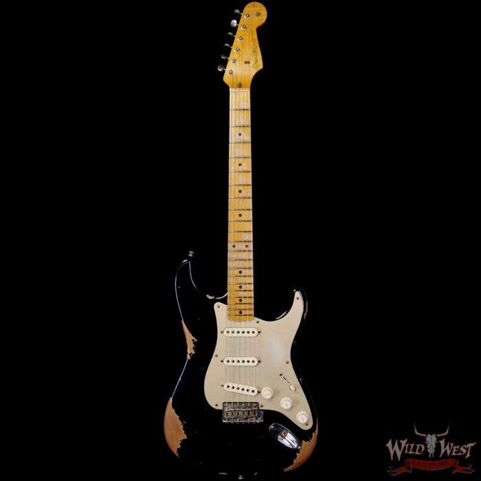 Fender Custom Shop Limited Edition 1958 Stratocaster AA Flame Maple Neck Heavy Relic Aged Black 7.75 lbs - Image 3