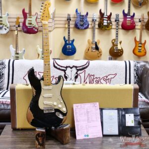 Fender Custom Shop Limited Edition 1958 Stratocaster AA Flame Maple Neck Heavy Relic Aged Black 7.75 lbs - Image 6
