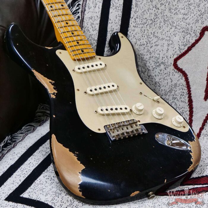 Fender Custom Shop Limited Edition 1958 Stratocaster AA Flame Maple Neck Heavy Relic Aged Black 7.75 lbs - Image 8