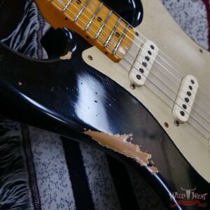 Fender Custom Shop Limited Edition 1958 Stratocaster AA Flame Maple Neck Heavy Relic Aged Black 7.75 lbs - Image 9