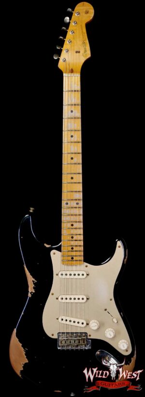 Fender Custom Shop Limited Edition 1958 Stratocaster AA Flame Maple Neck Heavy Relic Aged Black 7.75 lbs