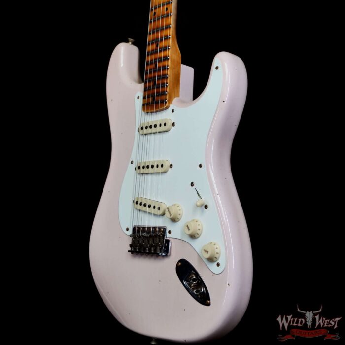 Fender Custom Shop Limited Edition Alder 1956 Stratocaster Hand-Wound Tomatillo Pickups Journeyman Relic Super Faded Aged Shell Pink 7.55 lbs - Image 2