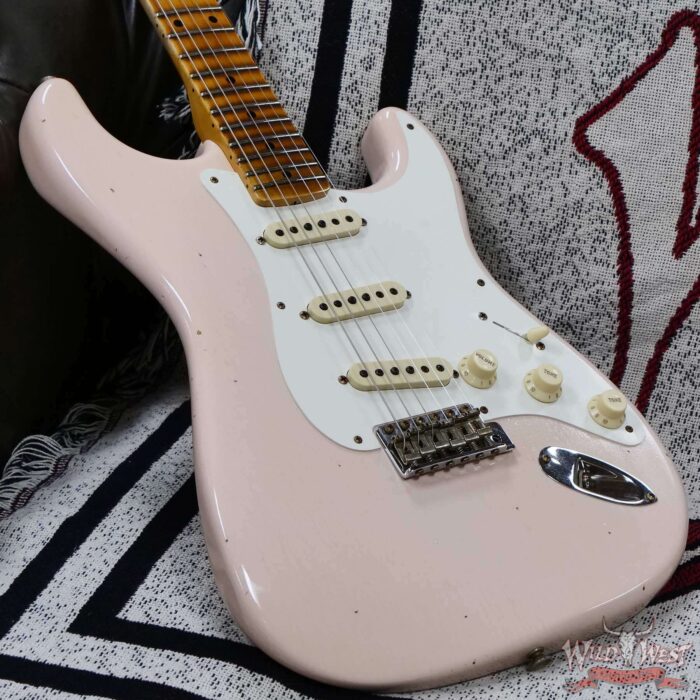 Fender Custom Shop Limited Edition Alder 1956 Stratocaster Hand-Wound Tomatillo Pickups Journeyman Relic Super Faded Aged Shell Pink 7.55 lbs - Image 8