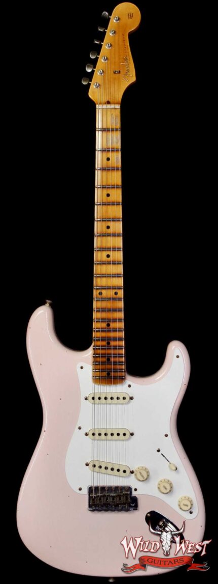 Fender Custom Shop Limited Edition Alder 1956 Stratocaster Hand-Wound Tomatillo Pickups Journeyman Relic Super Faded Aged Shell Pink 7.55 lbs