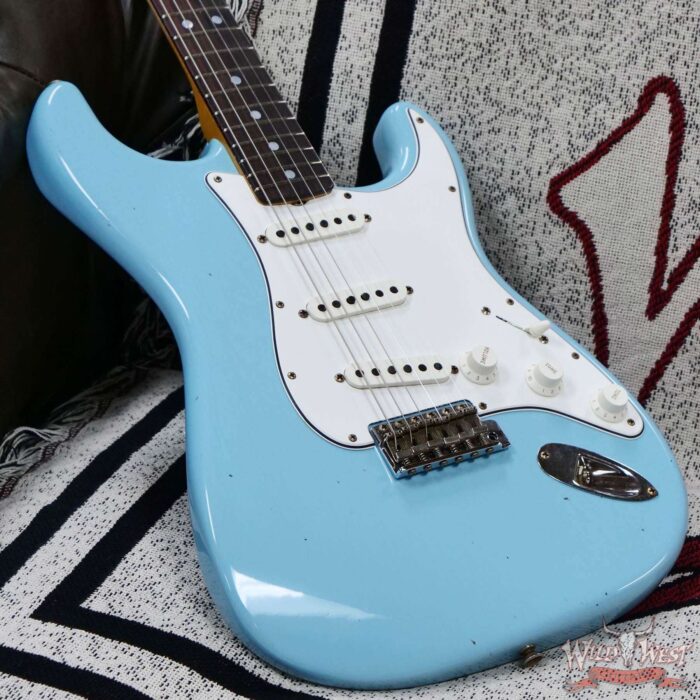 Fender Custom Shop 1969 Stratocaster Maple Neck with Rosewood Fingerboard Journeyman Relic Faded Daphne Blue 7.75 lbs - Image 8