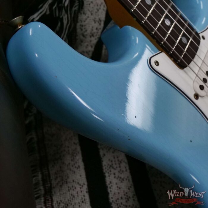 Fender Custom Shop 1969 Stratocaster Maple Neck with Rosewood Fingerboard Journeyman Relic Faded Daphne Blue 7.75 lbs - Image 9