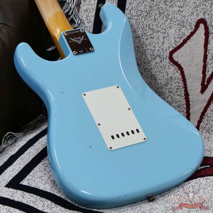 Fender Custom Shop 1969 Stratocaster Maple Neck with Rosewood Fingerboard Journeyman Relic Faded Daphne Blue 7.75 lbs - Image 12