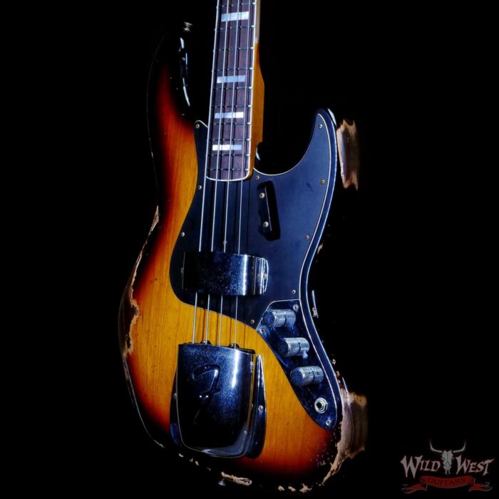 Fender Custom Shop Limited Edition Custom Jazz Bass J-Bass Heavy Relic Faded Aged 3 Tone Sunburst - Image 2
