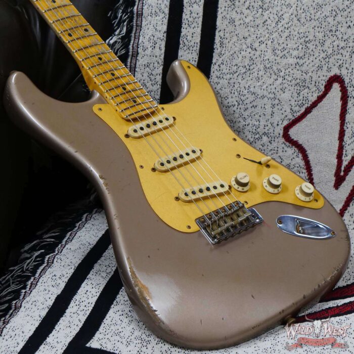 Fender Custom Shop Jason Smith Masterbuilt 1965 Stratocaster Maple Neck Reverse Headstock Relic Shoreline Gold - Image 8