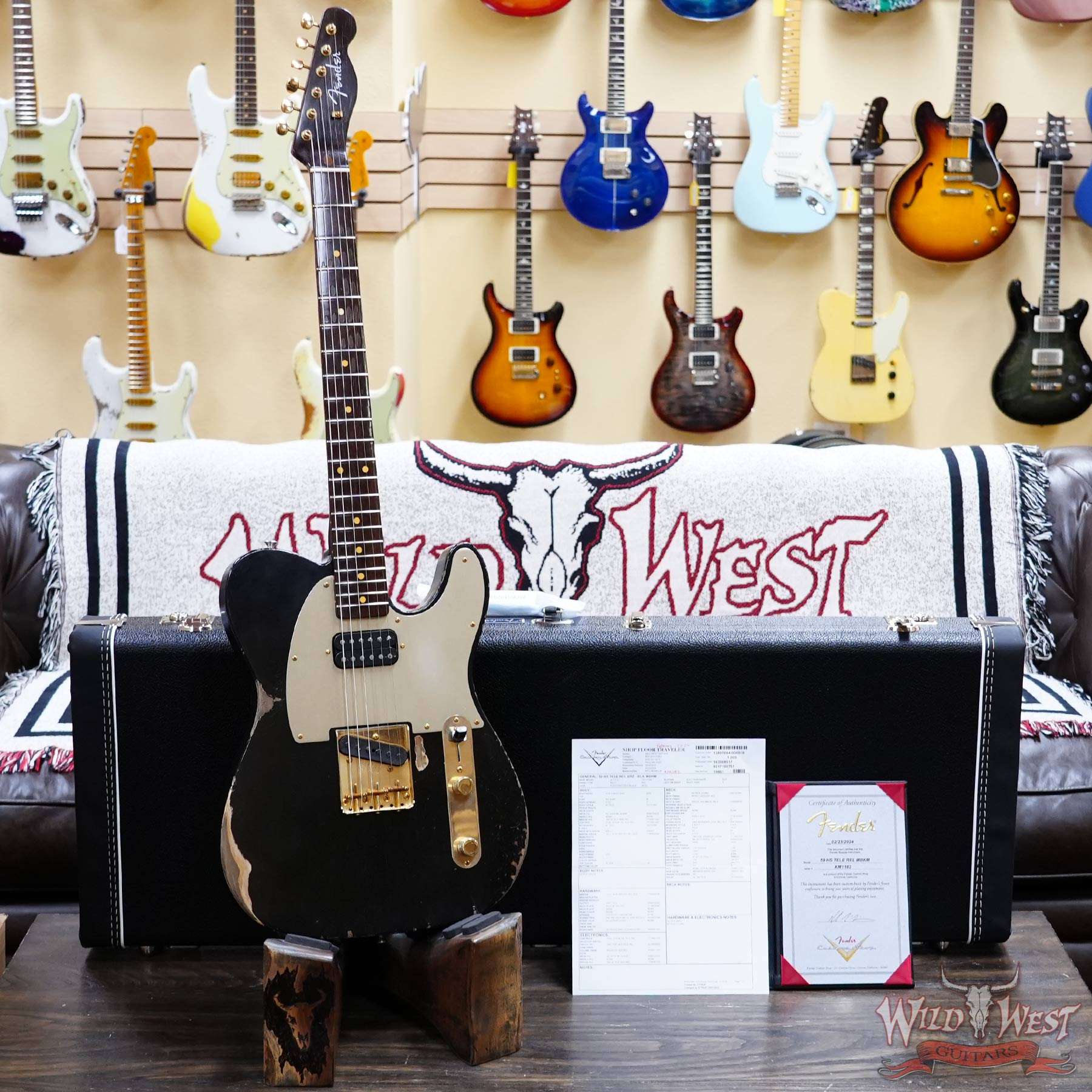 fendercs-km1182-d1__wwg.jpg Fender Custom Shop Kyle McMillin Masterbuilt 1959 Telecaster HS Brazilian Rosewood Neck Relic Black 7.60 LBS (US Only / No International Shipping) - Image 6