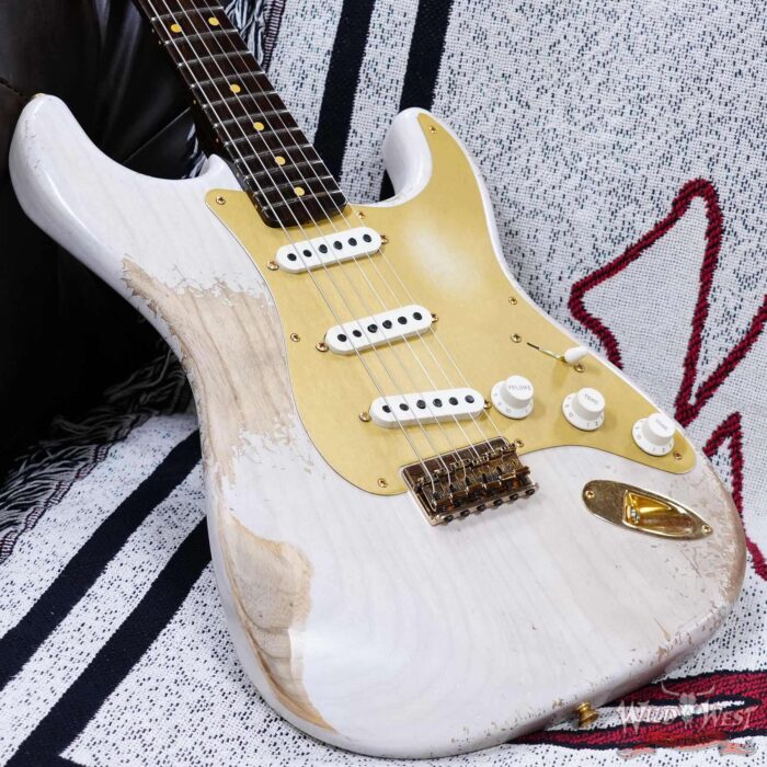Fender Custom Shop Kyle McMillin Masterbuilt 1957 Hardtail Stratocaster Brazilian Rosewood Neck Heavy Relic White Blonde 7.45 LBS (US Only / No International Shipping) - Image 8