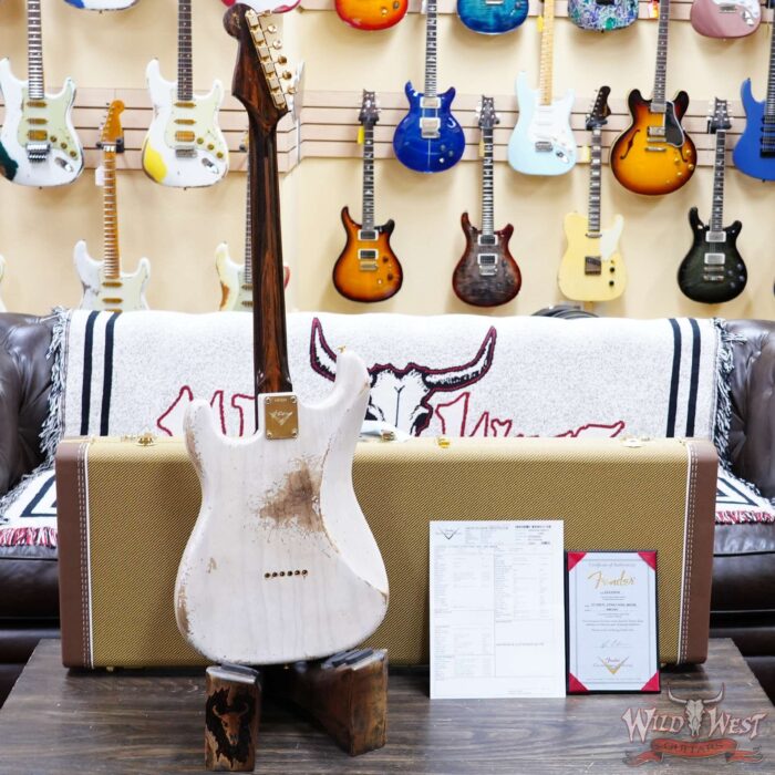 Fender Custom Shop Kyle McMillin Masterbuilt 1957 Hardtail Stratocaster Brazilian Rosewood Neck Heavy Relic White Blonde 7.45 LBS (US Only / No International Shipping) - Image 10