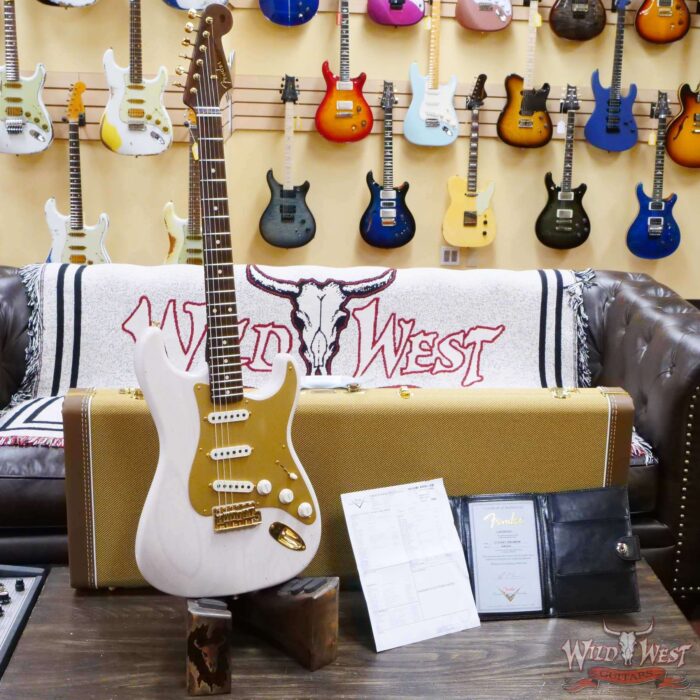Fender Custom Shop Kyle McMillin Masterbuilt 1957 Stratocaster Brazilian Rosewood Neck Journeyman Relic Aged White Blonde - Image 6