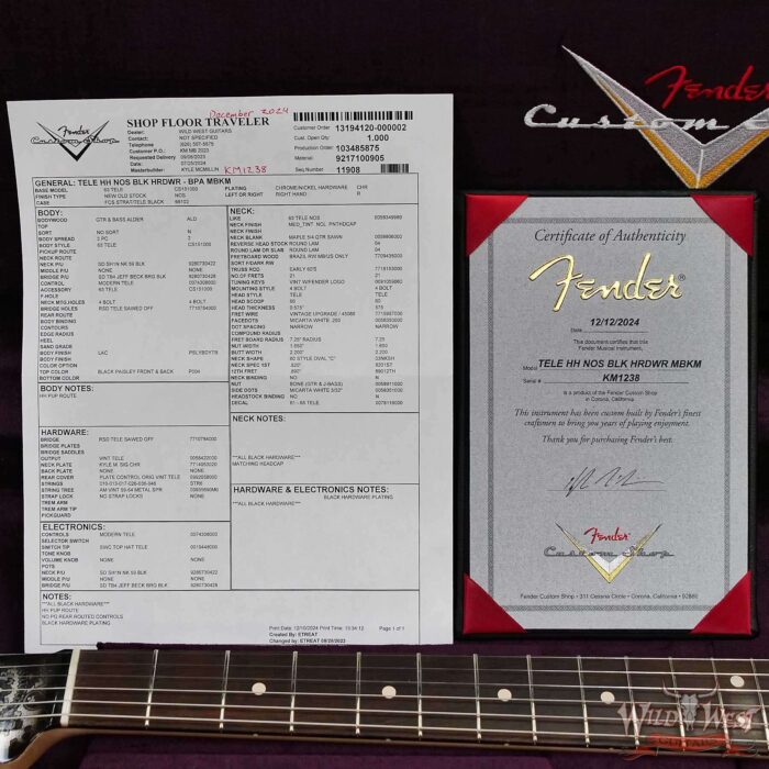 Fender Custom Shop Kyle McMillin Masterbuilt Telecaster HH Brazilian Rosewood Fingerboard NOS Black Paisley 7.30 LBS (US Only / No International Shipping) - Image 14