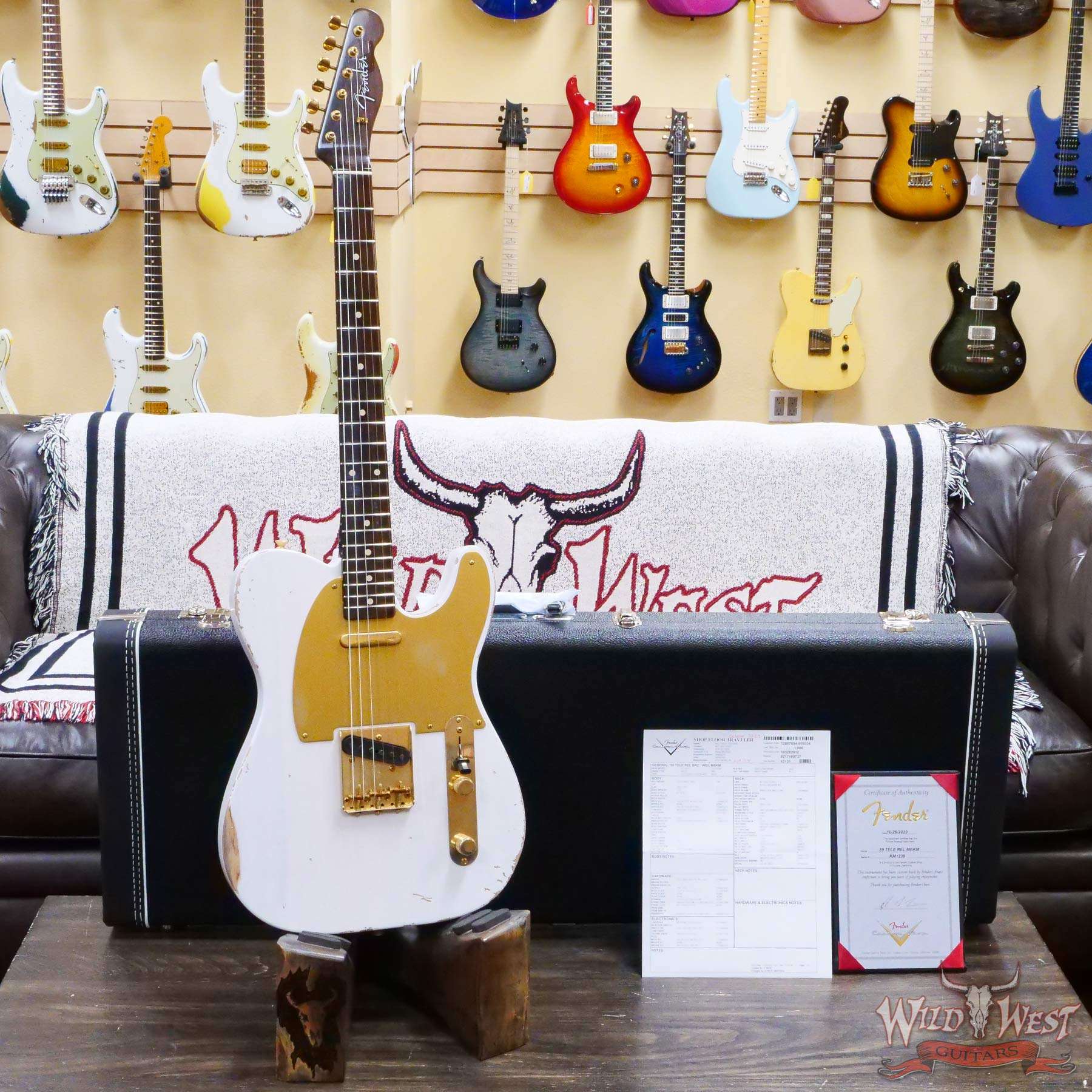 fendercs-km1239-d1__wwg.jpg Fender Custom Shop Kyle McMillin Masterbuilt 1959 Telecaster Brazilian Rosewood Neck Relic White Blonde - Image 6
