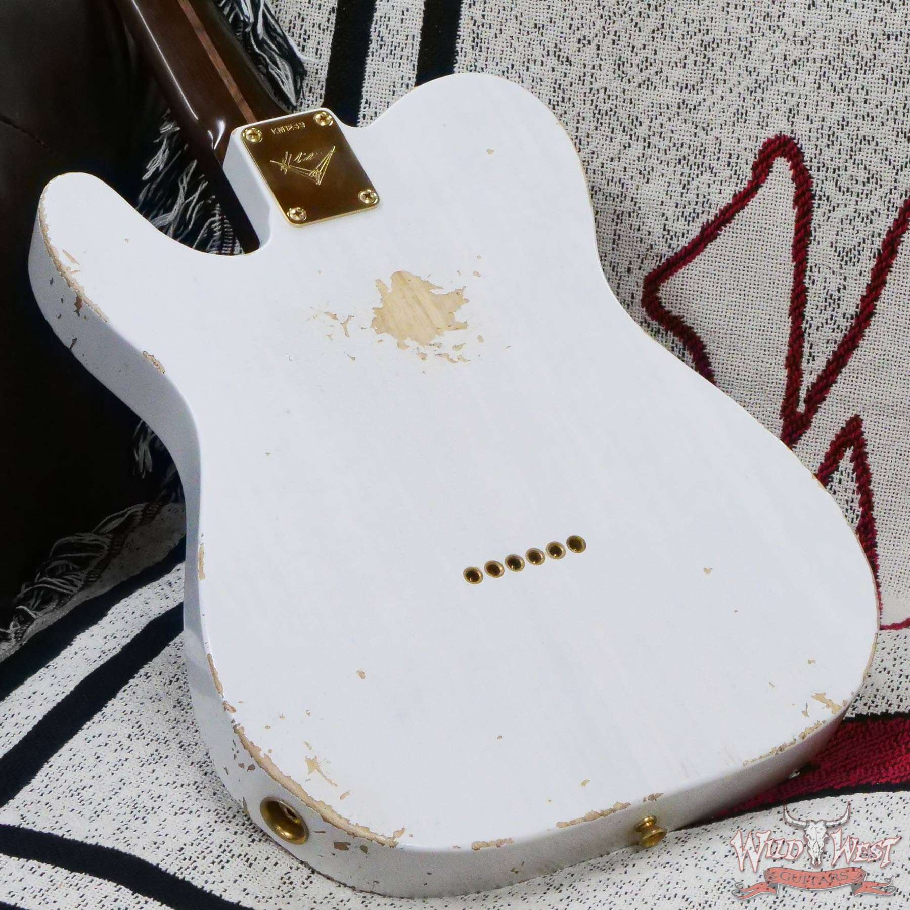fendercs-km1239-d7__wwg.jpg Fender Custom Shop Kyle McMillin Masterbuilt 1959 Telecaster Brazilian Rosewood Neck Relic White Blonde - Image 12