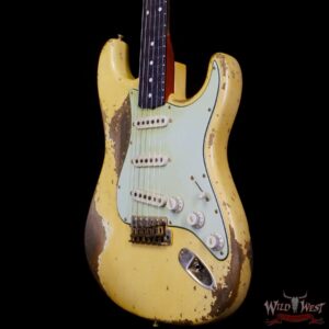 Fender Custom Shop Levi Perry Masterbuilt 1962 Stratocaster Brazilian Rosewood Board Heavy Relic Vintage White with Gold Hardware - Image 2
