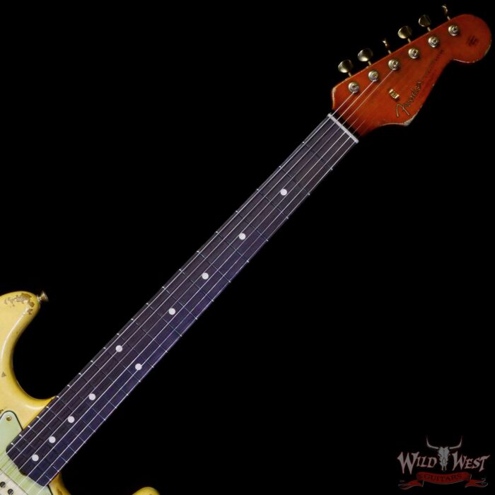 Fender Custom Shop Levi Perry Masterbuilt 1962 Stratocaster Brazilian Rosewood Board Heavy Relic Vintage White with Gold Hardware - Image 4