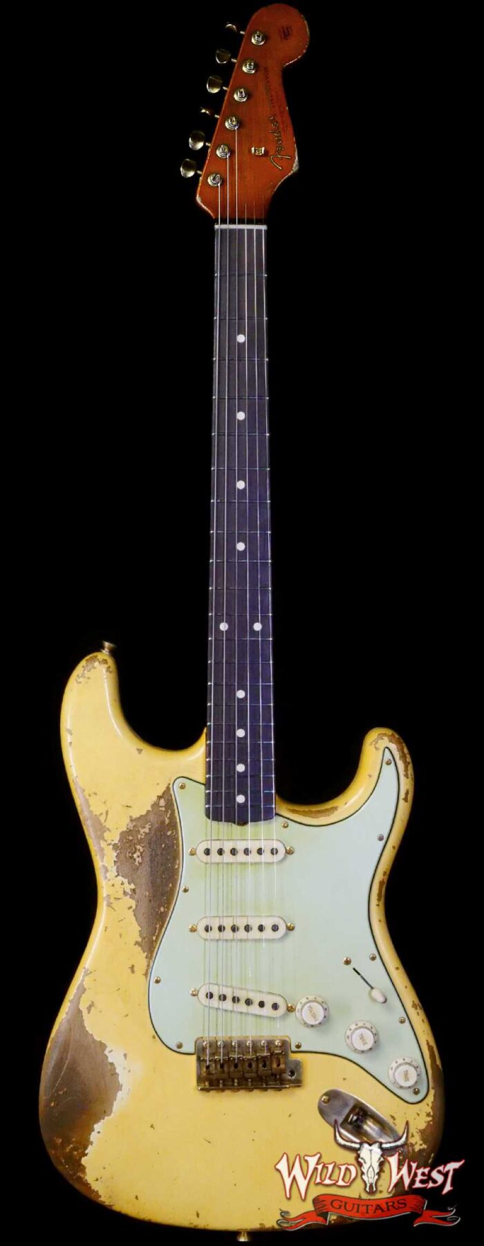 Fender Custom Shop Levi Perry Masterbuilt 1962 Stratocaster Brazilian Rosewood Board Heavy Relic Vintage White with Gold Hardware - Image 1