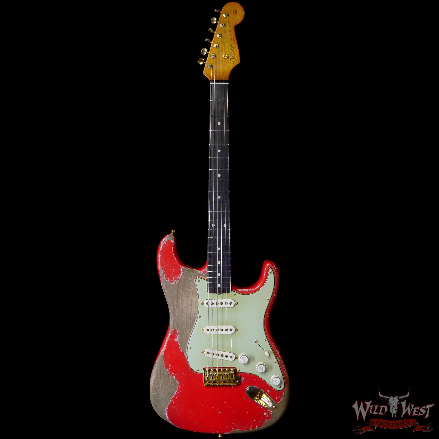 fendercs-lp0123-c1__wwg.jpg Fender Custom Shop Levi Perry Masterbuilt 1962 Stratocaster Brazilian Rosewood Board Heavy Relic Fiesta Red with Gold Hardware - Image 3