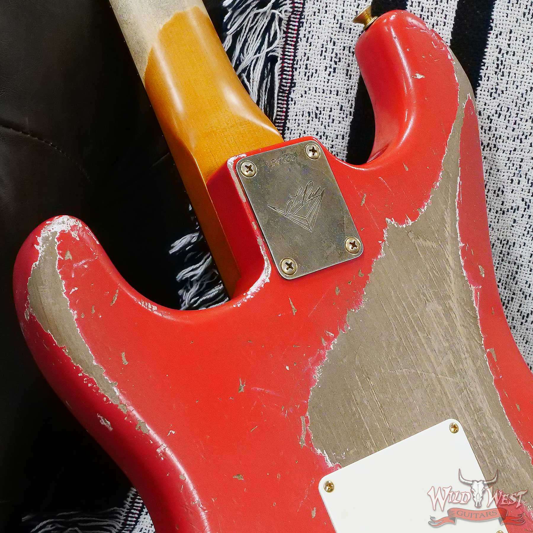fendercs-lp0123-d8__wwg.jpg Fender Custom Shop Levi Perry Masterbuilt 1962 Stratocaster Brazilian Rosewood Board Heavy Relic Fiesta Red with Gold Hardware - Image 13