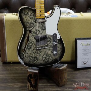 Fender Custom Shop Limited Editon Roasted Pine Double Esquire Thinline Custom Relic Semi-Hollow Maple Neck Aged Black Paisley - Image 9