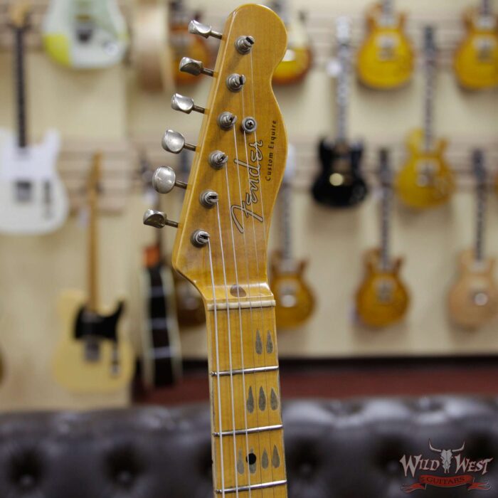 Fender Custom Shop Limited Editon Roasted Pine Double Esquire Thinline Custom Relic Semi-Hollow Maple Neck Aged Black Paisley - Image 4