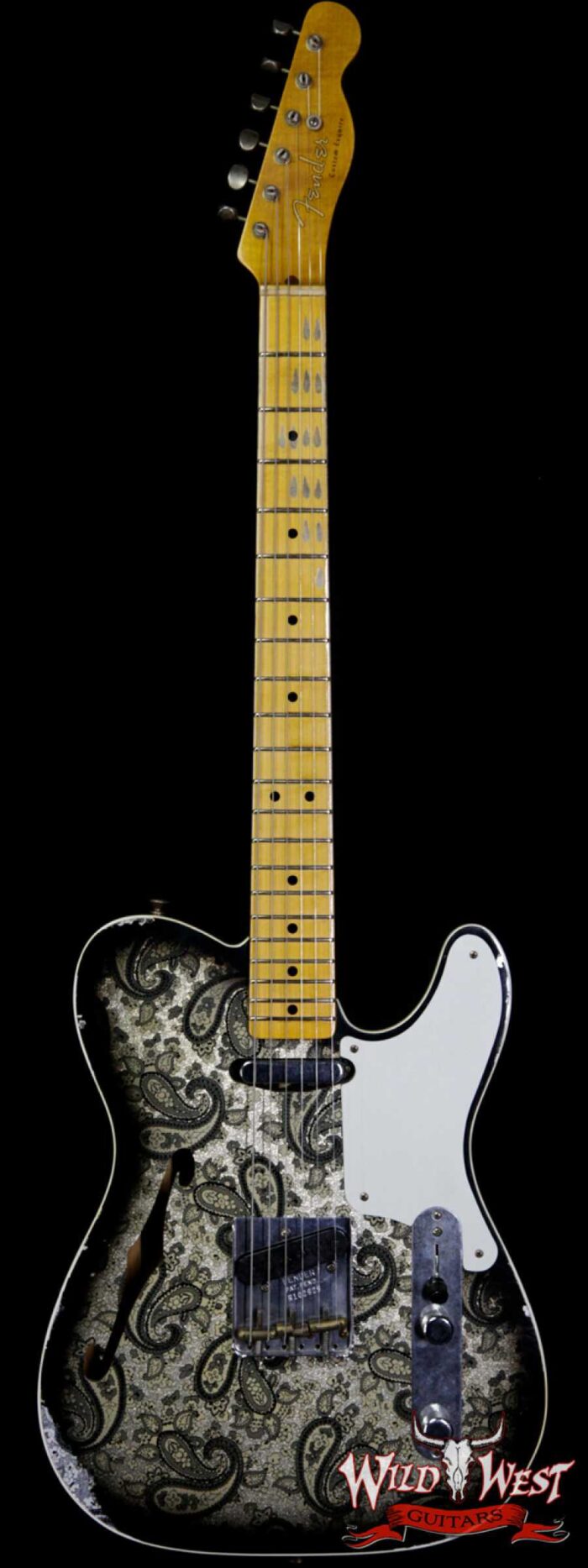 Fender Custom Shop Limited Editon Roasted Pine Double Esquire Thinline Custom Relic Semi-Hollow Maple Neck Aged Black Paisley - Image 1