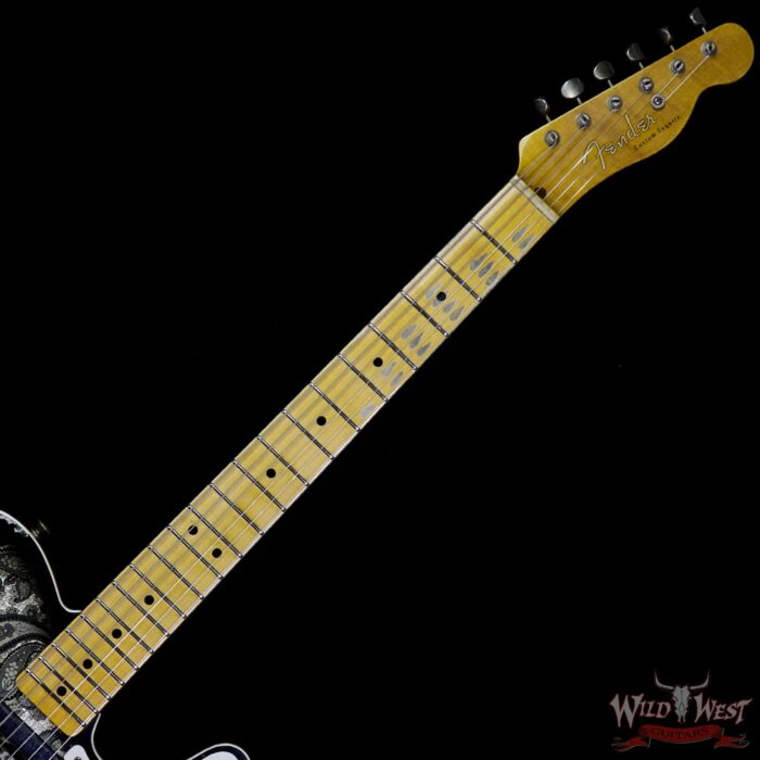 Fender Custom Shop Limited Editon Roasted Pine Double Esquire Thinline Custom Relic Semi-Hollow Maple Neck Aged Black Paisley - Image 5