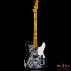 Fender Custom Shop Limited Editon Roasted Pine Double Esquire Thinline Custom Relic Semi-Hollow Maple Neck Aged Black Paisley - Image 3