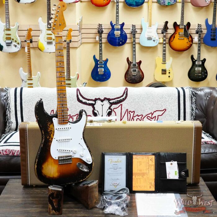 Fender Custom Shop Limited Edition 70th Anniversary 1954 Stratocaster Hardtail Super Heavy Relic Wide Fade 2 Tone Sunburst 6.90 LBS - Image 6