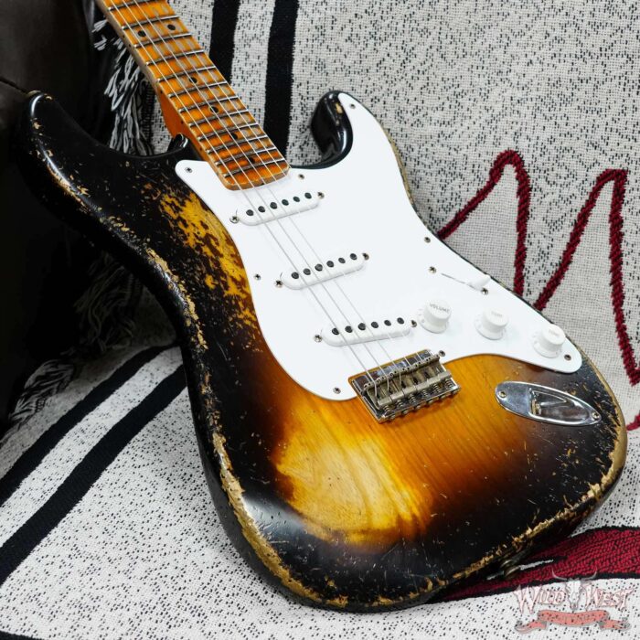 Fender Custom Shop Limited Edition 70th Anniversary 1954 Stratocaster Hardtail Super Heavy Relic Wide Fade 2 Tone Sunburst 6.90 LBS - Image 8