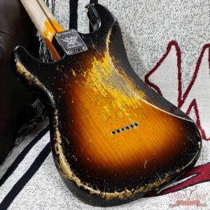 Fender Custom Shop Limited Edition 70th Anniversary 1954 Stratocaster Hardtail Super Heavy Relic Wide Fade 2 Tone Sunburst 6.90 LBS - Image 12